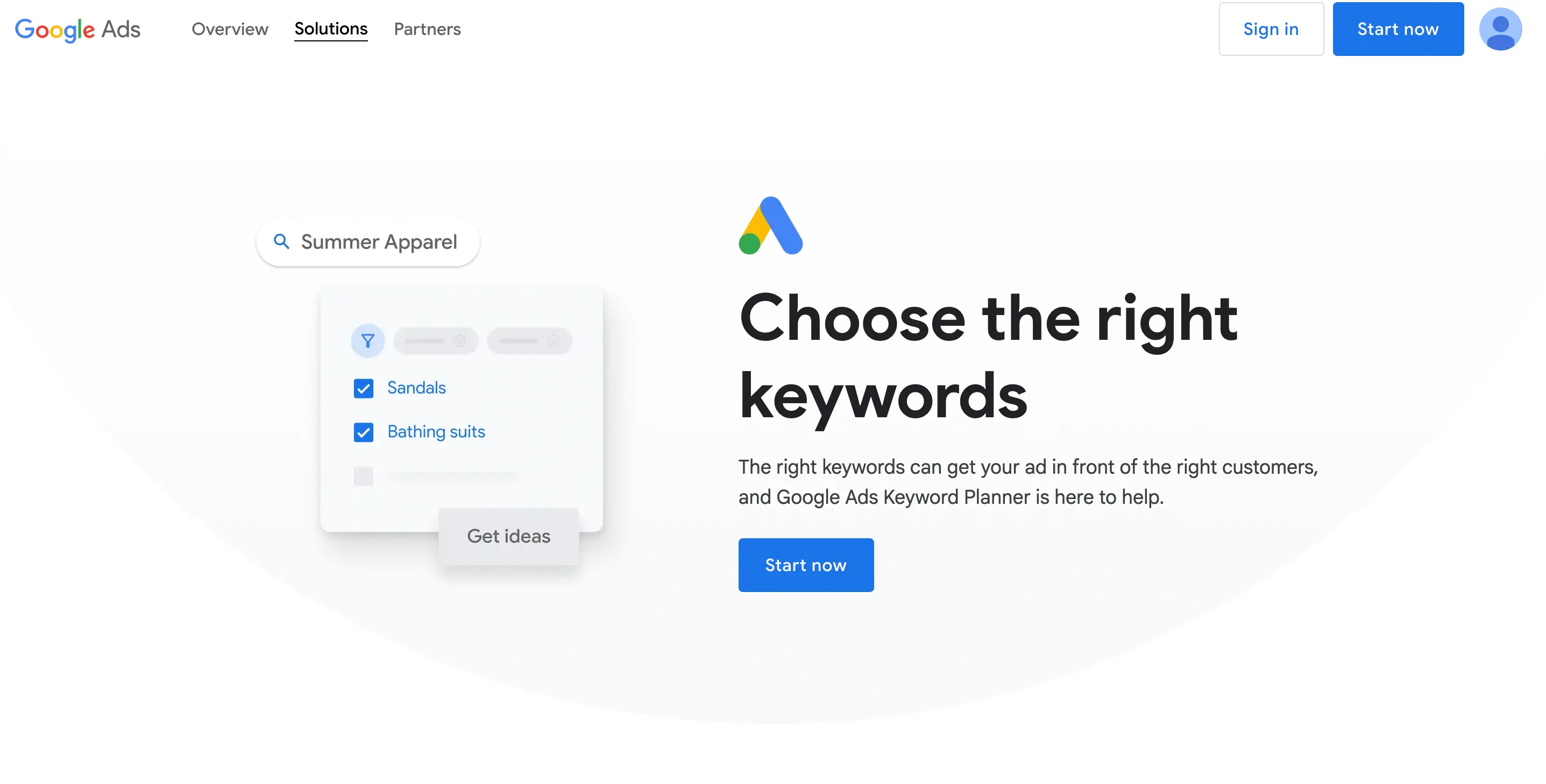 google keyword planner home page