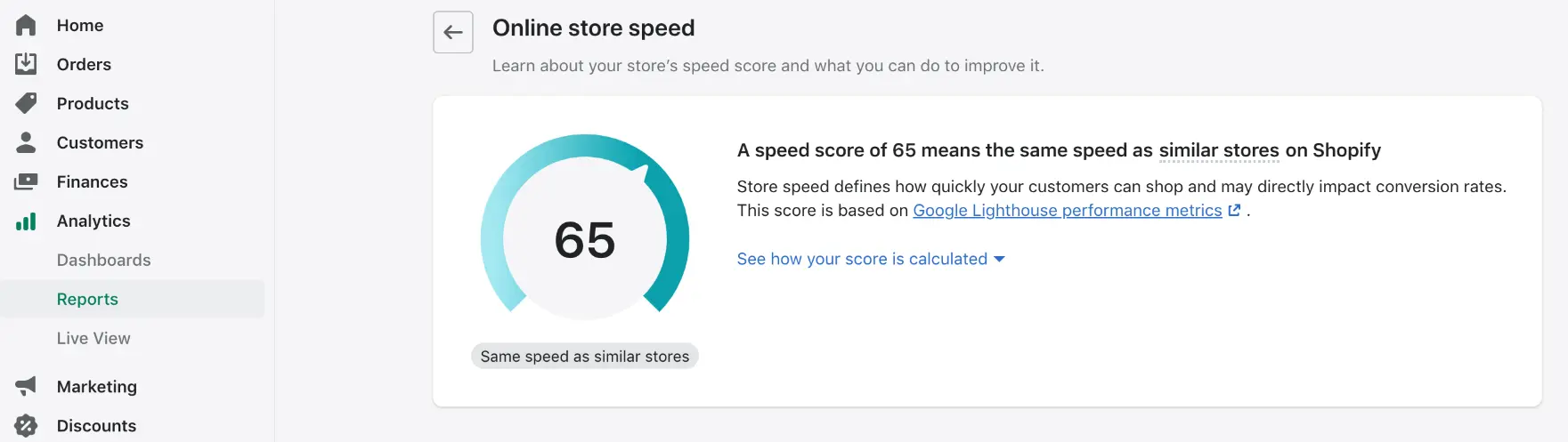 Shopify Speed Score
