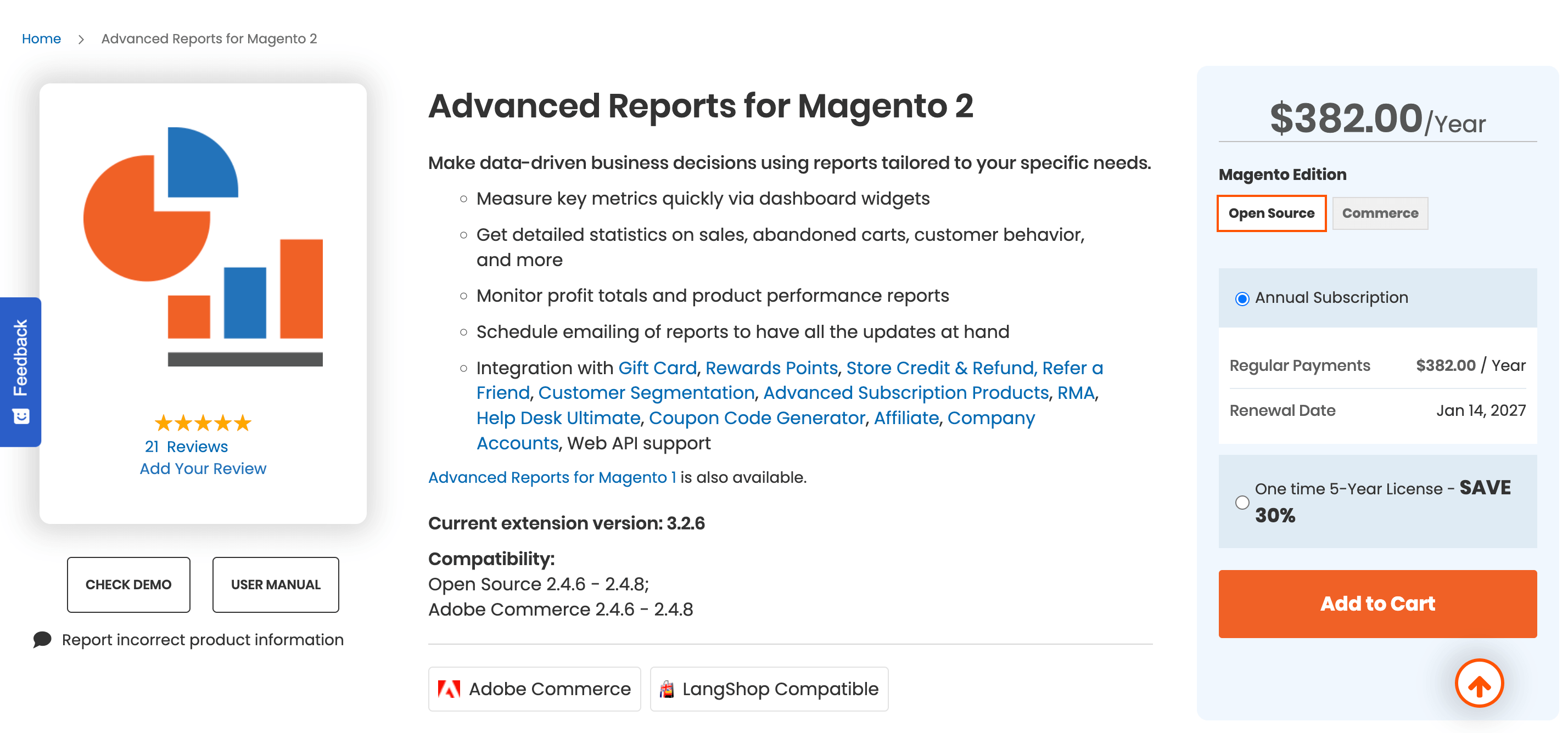 Advanced Reports & Dashboard by Aheadworks