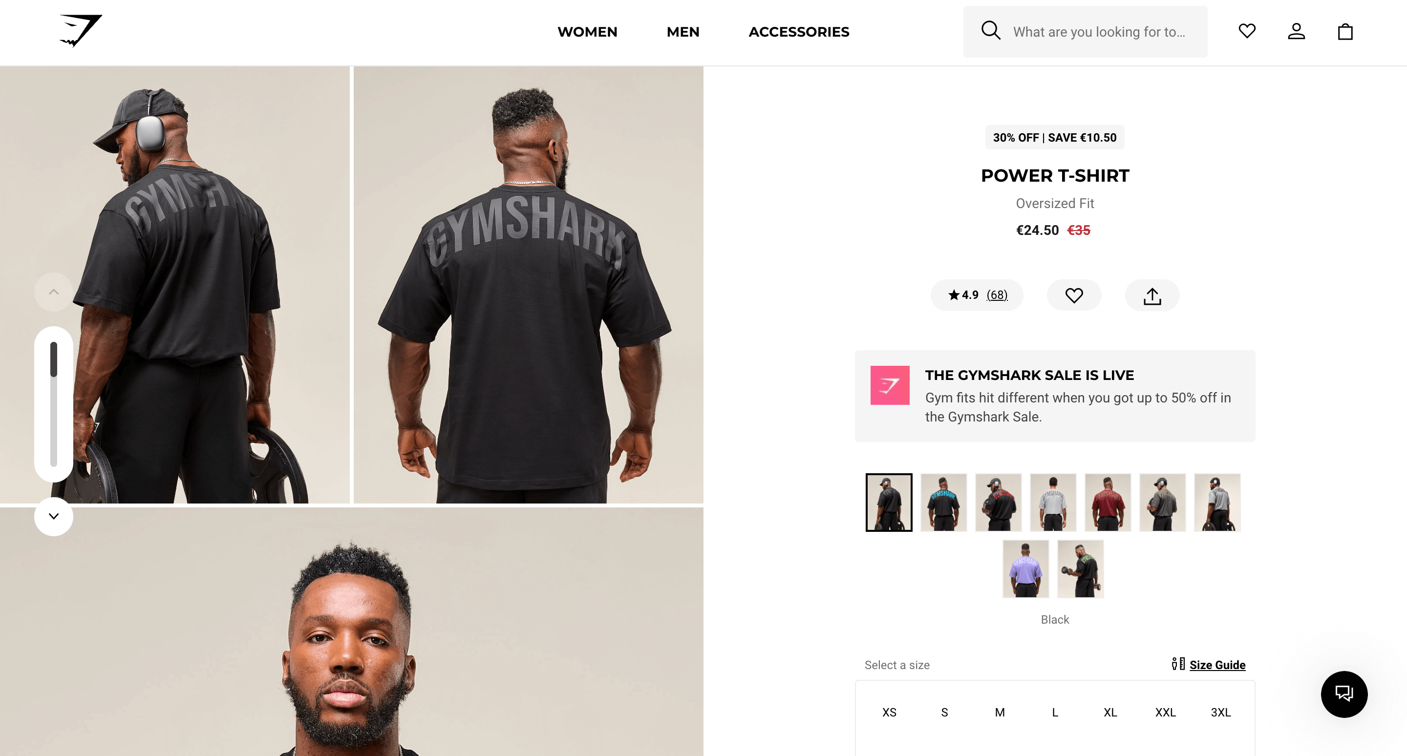 gymshark product page example
