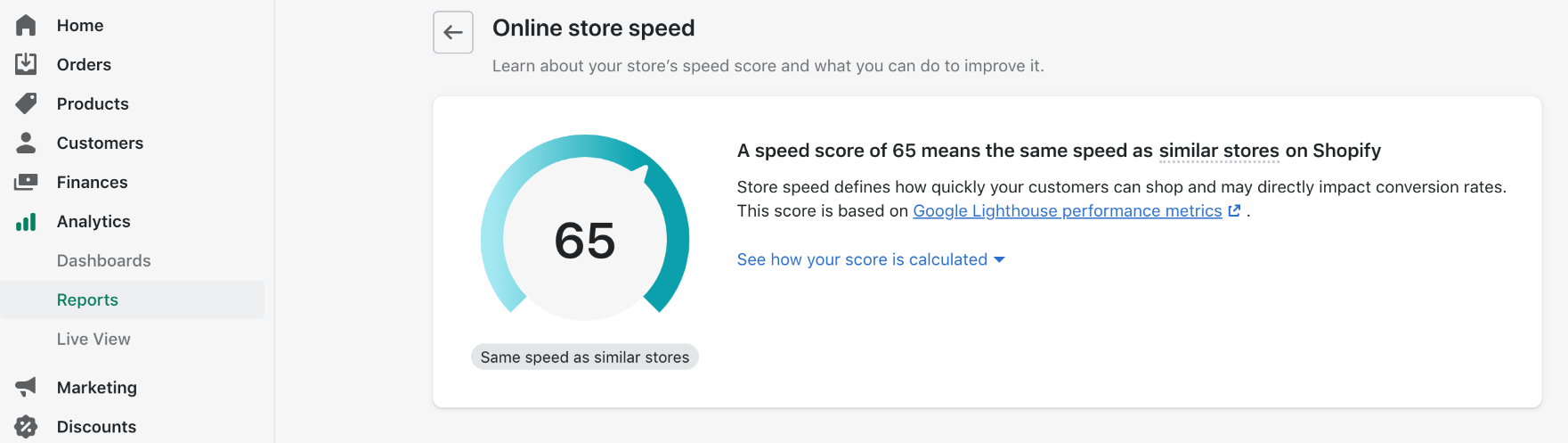 Shopify Speed Score