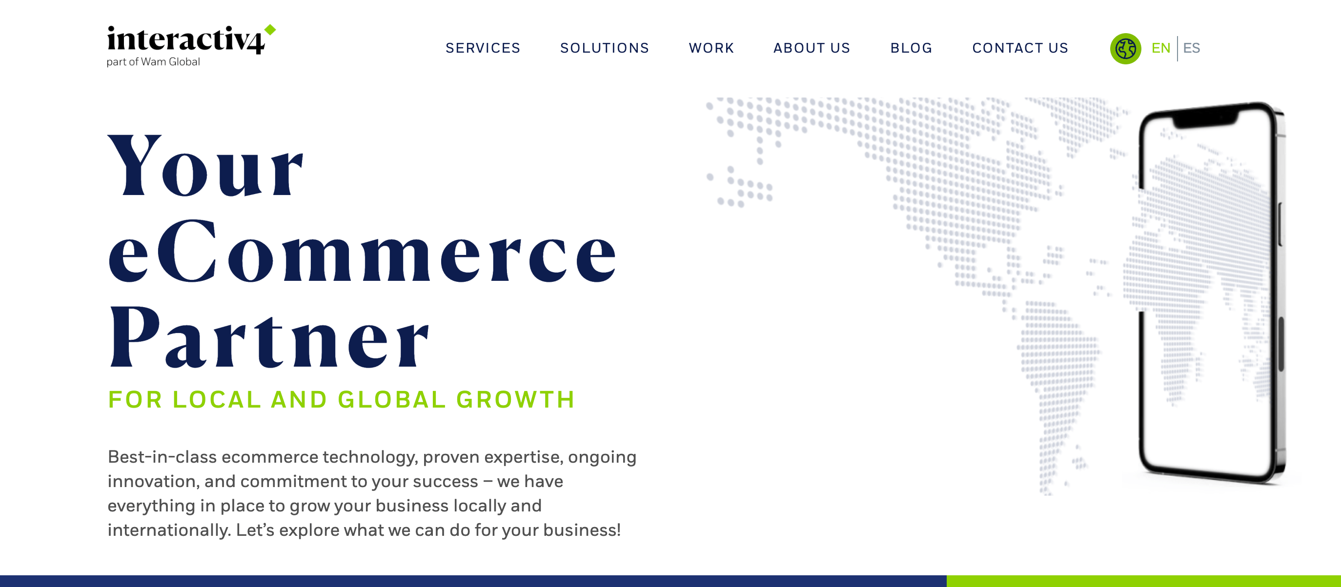 Interactiv4 website page screenshot to showcase one of the magento development agencies. Interactiv4 website page example for illustrative purposes.
